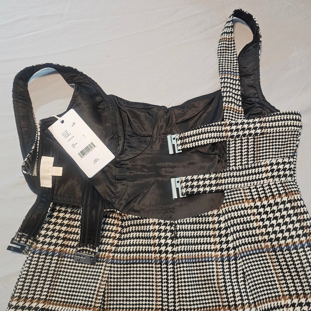 Le' AL.X Size L Glen Plaid Woven Wool Blend Lined Plaid Tank Dress NWT $189 1026 - Picture 13 of 16